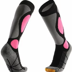 MyStand Skisokken - Wintersportsokken - Skiën Snowboarden Of Wandelen - Wintersokken Compressie - Dames/Heren - One Size - Maat 37 Tot 47 - Roze