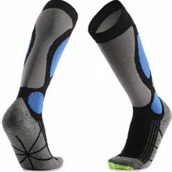 MyStand Skisokken - Wintersportsokken - Skiën Snowboarden Of Wandelen - Wintersokken Compressie - Dames/Heren - One Size - Maat 37 Tot 47 - Blauw