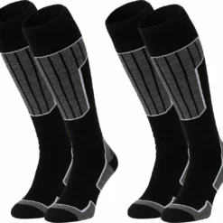 NOMAD® Skisokken Essential 2-Pack | Maat 43/46 Zwart | Skiën / Snowboarden / Wandelen | Goede Vochtafvoer | Extra Versteviging | Ski Sokken Heren / Dames