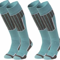 NOMAD® Skisokken Essential 2-Pack | Maat 39/42 Groen | Skiën / Snowboarden / Wandelen | Goede Vochtafvoer | Extra Versteviging | Ski Sokken Heren / Dames