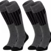 NOMAD® Skisokken Essential 2-Pack | Maat 43/46 Grijs | Skiën / Snowboarden / Wandelen | Goede Vochtafvoer | Extra Versteviging | Ski Sokken Heren / Dames