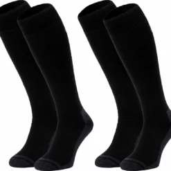 NOMAD® Skisokken Premium Merinowol 2-Pack | Maat 43/46 Zwart | Skiën / Snowboarden / Wandelen | Goede Vochtafvoer | Extra Versteviging | Ski Sokken Heren / Dames
