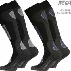 Stark Soul® - Wintersportkniekousen - Heren Wintersport Kniekousen Met Demping Zones - Winter - Sport - Ski's - Snowboarden - Kniekous - Beschermers - 2 Paar - Maat: 43/46