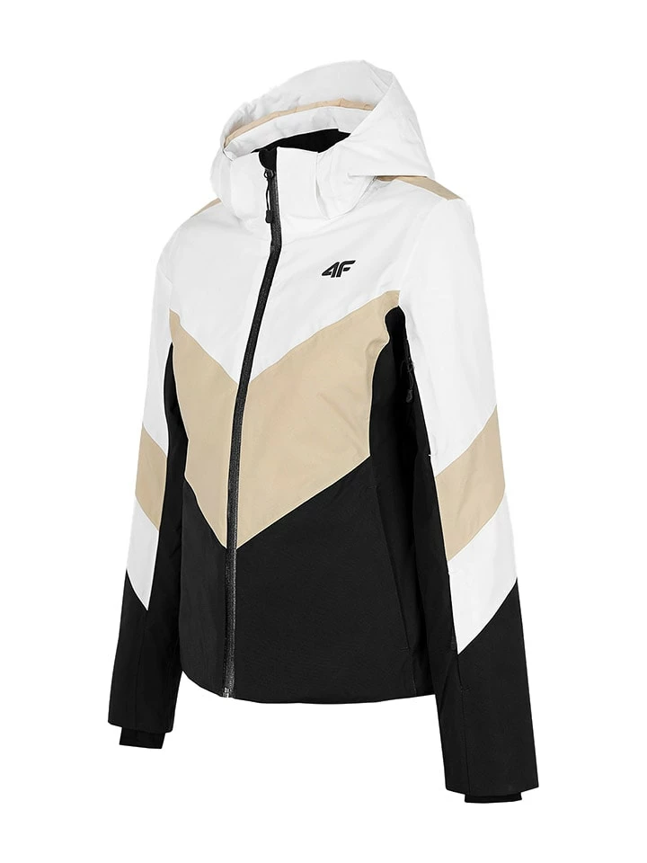 4F Ski-/snowboardjas Beige/wit/zwart 1 4F Ski-/snowboardjas Beige/wit/zwart