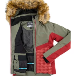 KILPI Ski-/snowboardjas "Teresa" Olijfgroen/rood -TROLLKIDS Winkel kilpi ski snowboardjas teresa olijfgroen rood 2