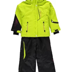 2-delige Ski-/snowboardoutfit Neongroen/zwart